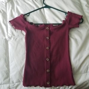 Aeropostale maroon off the shoulder tank top